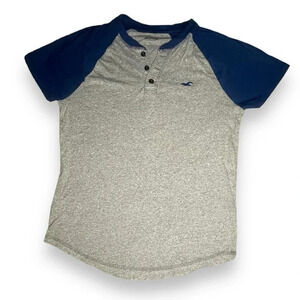 Hollister Women’s XS Henley Raglan Short Sleeve Top - Gray & Navy